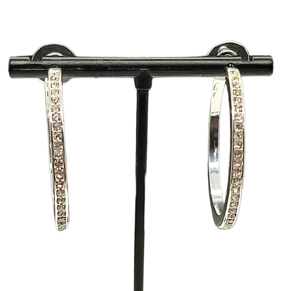 Circle Hoop Post Crystal Earrings New